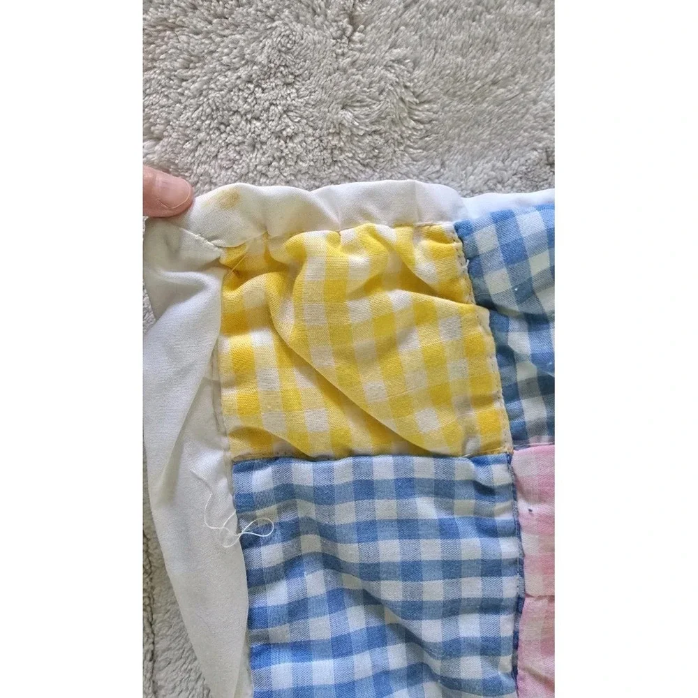 Vintage Handmade Sunbonnet‎ Sue and Overall Bill Baby Quilt Stains Cutter 33x46